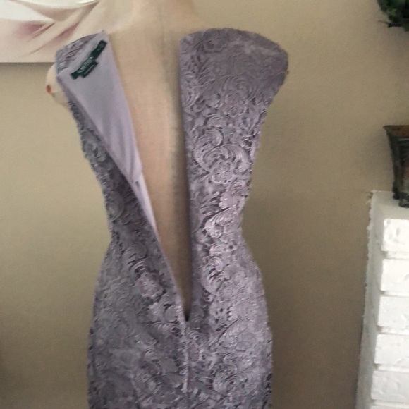 Ralph Lauren Evening Gray Lace Overlay Sheath Dress 6 - Picture 6 of 12